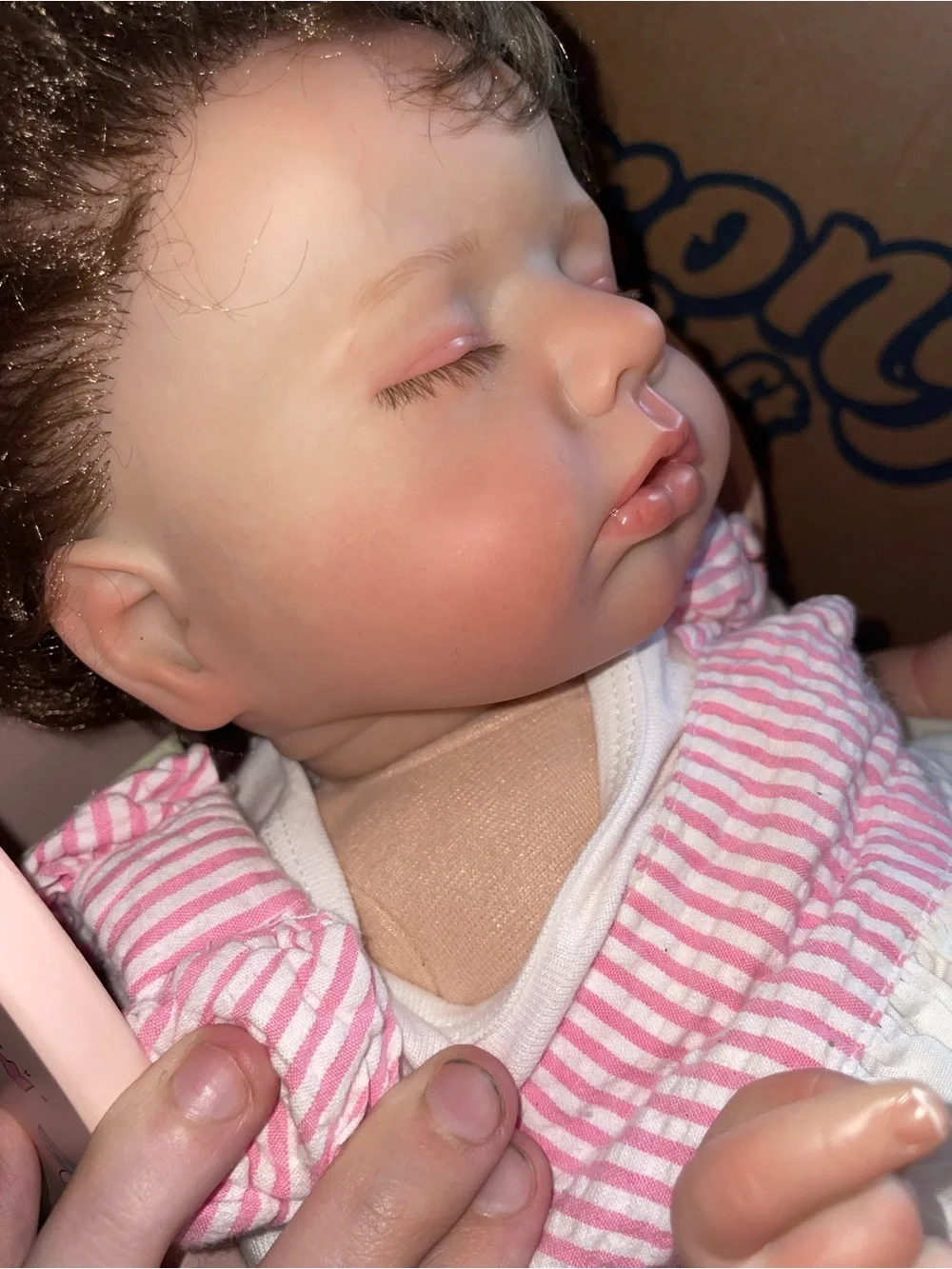 Reborn Sleeping Baby Doll in Pink and White Outfit
